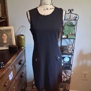 ANN TAYLOR LOFT BLACK SLEEVELESS TURNLOCK POCKET DRESS SIZE 8P